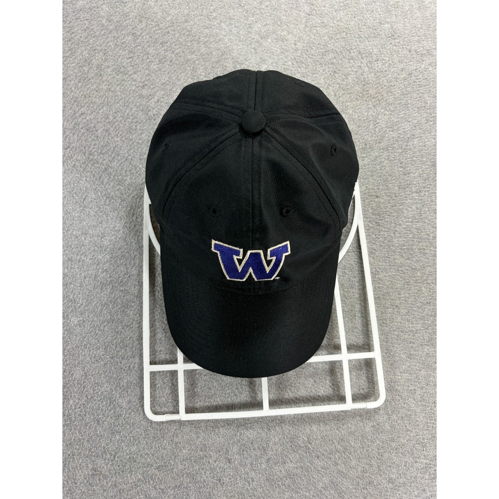 Adidas Washington Huskies W Logo Performance Strapback Hat Black (Adjustable)